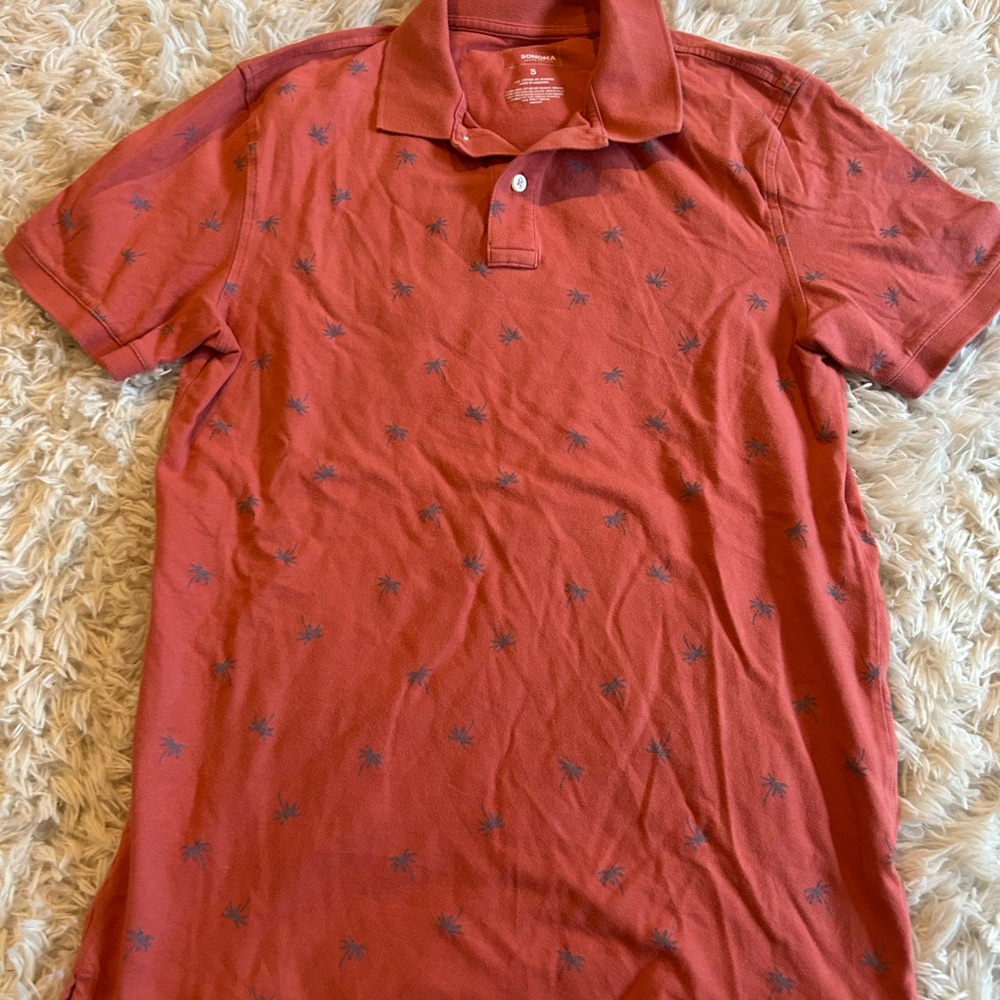 Sonoma Salmon Polo Shirt Classic Cotton Short Sleeve size small